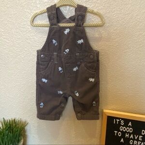 Baby Overalls 0-3 brown corduroy blue bears